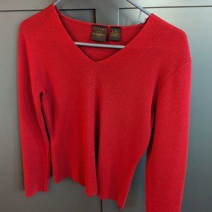 Tailor B Moss Wms Sz Small V-neck Dk Red Long Sleeve Fine Knit Pullover Sweater